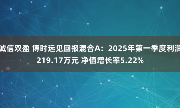诚信双盈 博时远见回报混合A：2025年第一季度利润219.17万元 净值增长率5.22%